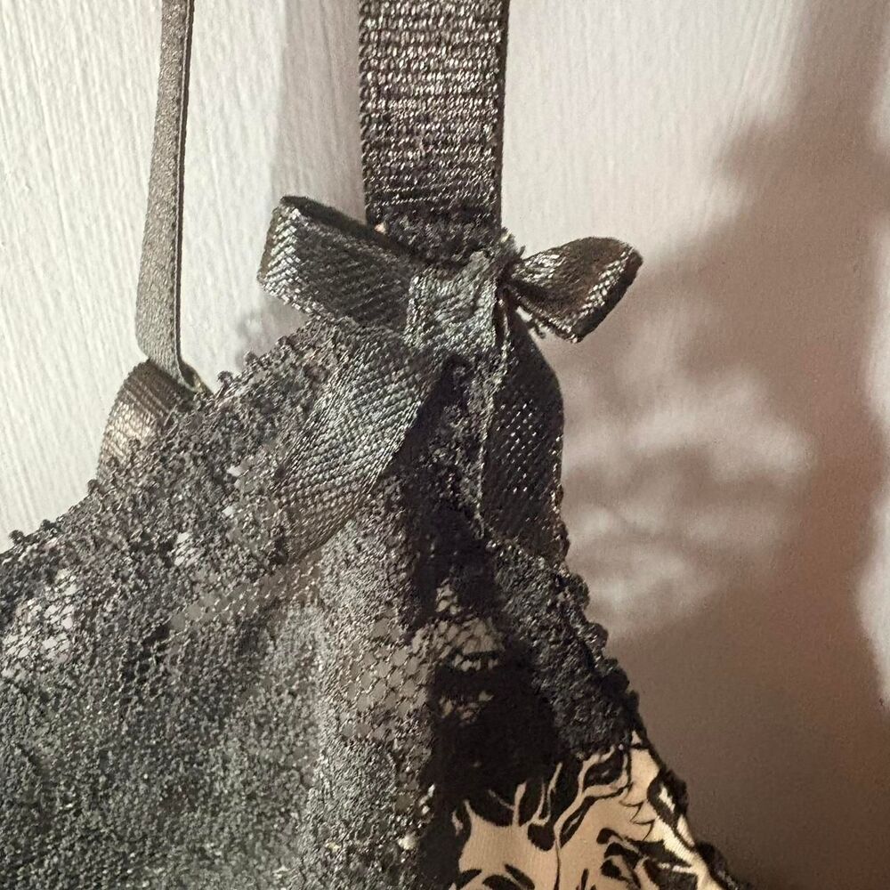 Laura Ashley Black & White Floral Cami Tank Y2K Coquette Soft Grunge Large - Picture 5 of 8